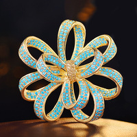 Bros Bunga Pita Turquoise Gaya Mewah Ringan Yuanlong, Desain Modis dan Berkesan, Bunga Dada untuk Mantel, Pin Serbaguna