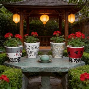 HARVIT Pots à fleurs indiens en terre cuite et petits pots en céramique - Écologiques, durables, noirs avec décorations, pour usage extérieur/intérieur, vente en gros - Product Image 3