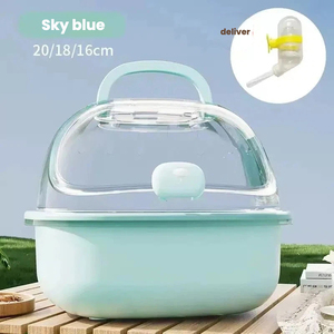 Produits pour animaux de compagnie : <span class=keywords><strong>Cage</strong></span> de transport portable pour hamster, accessoires pour petits animaux avec fermeture à bouton, plateau en plastique et bac à litière - Product Image 5