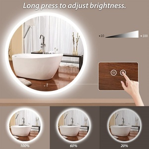 Miroir LED rétroéclairé intelligent de forme ronde personnalisé haut de gamme pour hôtels, design moderne avec fonction d'éclairage - Product Image 4