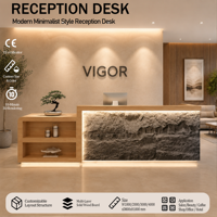Comptoir de réception moderne à double niveau avec design de style industriel, adapté aux groupes de construction, OEM