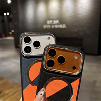 Coque de téléphone magnétique en cuir tendance, électroplaquée, texturée pour iPhone 17 Air 16 15 Pro Max, TPU de luxe, dos givré à carreaux
