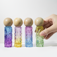 Vente en gros directe usine : Flacons de luxe en verre de 10 ml avec bouchon en bois et roll-on dégradé pour parfums et huiles essentielles féminines