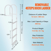 Échelle de bateau en acier inoxydable et aluminium pour yacht, échelle droite pour ponton, escalier marin 4/5 marches, pédale de 30 cm