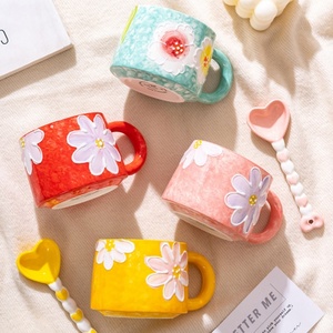 Taza de Cerámica Pintada a Mano de 300 <span class=keywords><strong>ml</strong></span>, Taza para Beber con Relieve, Color Bajo Esmalte, Taza para <span class=keywords><strong>Desayuno</strong></span>, Avena, Café - Product Image 2