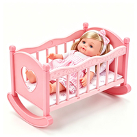 Cadeau pour filles : Ensemble de jeu d'imitation pour l'éveil, comprenant berceau à bascule, chaise haute et poupée réaliste avec 12 sons pour l'éveil du bébé