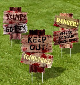 Halloween Yard Sign Set Chủ Đề Kinh Dị Đảng In Kỹ Thuật Số Bảng Quảng Cáo Caution Cảnh Báo Dấu Hiệu Ngoài Trời Vườn Lawn - Product Image 1