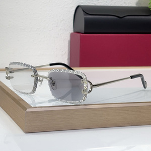 <span class=keywords><strong>Lunettes</strong></span> de soleil de luxe tendance pour femmes, protection UV400, avec logo, sans monture, coupe diamant, <span class=keywords><strong>lunettes</strong></span> de soleil pour hommes avec logo - Product Image 4