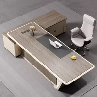 Élégant bureau de luxe léger en acajou et acier Table de superviseur simple et moderne pour directeur exécutif