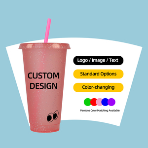 Cup Hot Selling 24oz 710ml Reusable Glitter Frosted <strong>Plastic</strong> Iced Cold Cups With Lids and <strong>Straws</strong> - Product Image 6