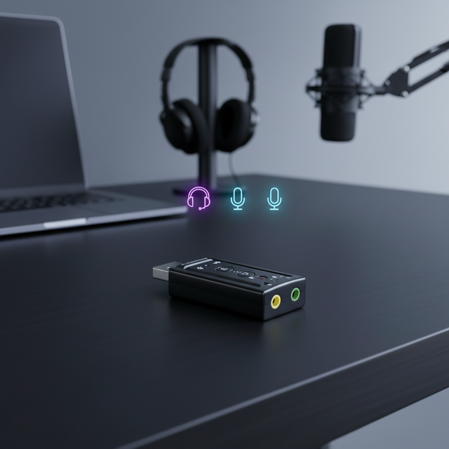 Wireless USB to 3D Audio External Sound Card Adapter 7.1 2 Channel Professional Microphone Headset 3.5mm for Win XP / 78
