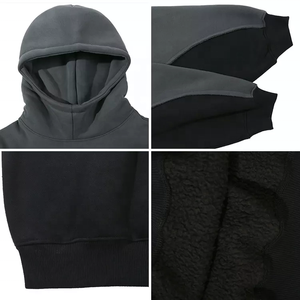 New Fashion <strong>Purple</strong> <strong>Hoodie</strong> Cut and Sew Pullover Patchwork Two Tone Cropped Printing Cut Edge Custom Raw Hem <strong>Hoodie</strong> for <strong>Men</strong> - Product Image 5