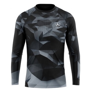 Custom Printed <b>Men's</b> Full Sleeve Rash Guard Sublimation Transfer Print Quick Dry Blue Smoke Design Adult Sport <b>Shirt</b> - Product Image 2