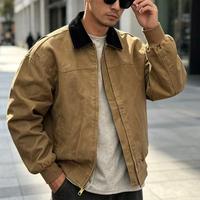 Veste de travail en toile brodée vintage personnalisée, style workwear décontracté