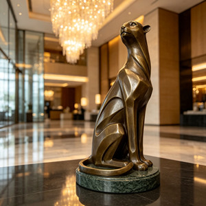 Scultura Astratta Moderna in Bronzo <span class=keywords><strong>di</strong></span> Pantera Seduta, Personalizzabile per Decorazione Interna <span class=keywords><strong>di</strong></span> Ville, Statua in Bronzo - Product Image 1