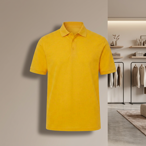 Men's Solid Color Short Sleeve <b>Polo</b> <b>Shirt</b> 100% Cotton Pique Knitted Casual Style <b>Yellow</b> - Product Image 2