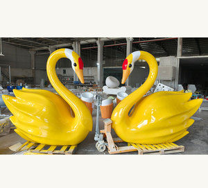 S052 pareja cisnes fibra de vidrio Goosey Animal esculturas arte decoración figura personalizada estatua de dibujos animados para exteriores interior - Product Image 5
