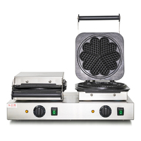 Gaufrier électrique professionnel en forme de cœur, machine à gaufres en acier inoxydable pour café et snack-bar (WB-H)