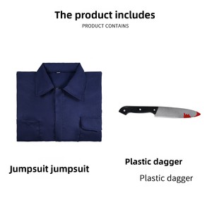 Costume d'Halloween <span class=keywords><strong>Michael</strong></span> <span class=keywords><strong>Myers</strong></span> pour homme adulte, combinaison avec couteau et masque, tenue sanglante de personnage de film d'horreur - Product Image 3