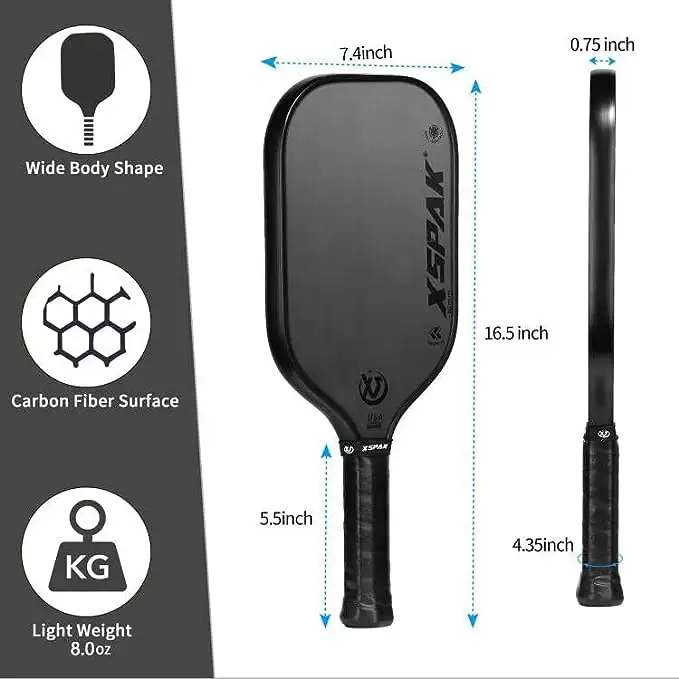 XS XSPAK Carbon Fiber Pickleball Paddle - Tournament Edition - World Champion Surface Technology Options Pickleball Racket - USA
