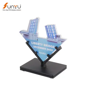 Wholesale Custom Design Crystal Acrylic Sport Contest Competition Trophy Award With Metal Base