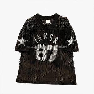 Camiseta de Fútbol de Manga Corta con Cuello en V, Holgada, Transpirable, de Malla, para Parejas, Estilo Moderno, de Verano, de Secado Rápido, Anti-UV - Product Image 1