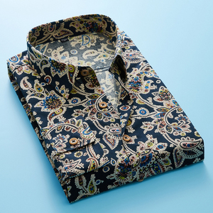 Camicia da <span class=keywords><strong>uomo</strong></span> TONGYANG casual slim fit a maniche lunghe con stampa floreale, camicia elegante in cotone a fiori da <span class=keywords><strong>uomo</strong></span>, taglie forti fino alla <span class=keywords><strong>5XL</strong></span> - Product Image 2