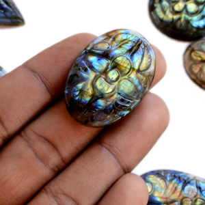 Cabochons fantaisie mère de la perle pendentif, labradorite scintillante, larimar rond de 7mm, tee-shirt en tourmaline, labradorite - Product Image 4