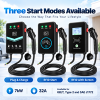 7kW 交流电动汽车充电站 GB/T Type 2 J1772 32A RFID WiFi 蓝牙 Tuya App IP67 壁挂式充电盒 带CE TUV UL 认证 批发供应商