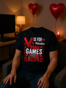 Maglietta Grafica per San Valentino con Videogiochi, 100% Cotone, Vestibilità Regolare, Manica Corta, Collo Tondo, Stampa a Trasferimento Termico, Regalo Casual per Uomo - Product Image 2