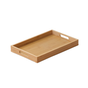 Bamboo Wood <b>Tea</b> <b>Tray</b> Rectangle With Handle For <b>Tea</b> Room Storage - Product Image 5