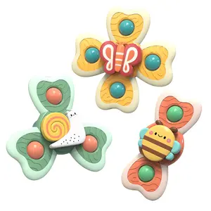 3pcs Suction Cup Rotating Gyro Toy Pop Up Suction Cup Spinner Toys Spinning Tops Bath Toys For Kids