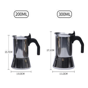 <span class=keywords><strong>Cafetera</strong></span> espresso de estufa de 200/300ml, <span class=keywords><strong>cafetera</strong></span> Moca italiana y <span class=keywords><strong>cubana</strong></span> de acero inoxidable 100% - Product Image 2