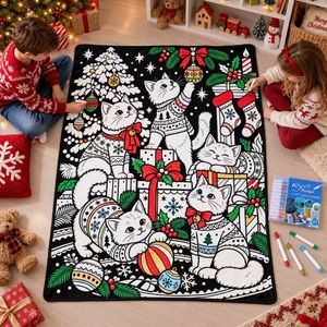 Customized Christmas DIY Coloring <b>Blanket</b> Graffiti <b>Blanket</b> Washable Flannel Throw <b>Blankets</b> Family Gift for Kids and Bed - Product Image 2