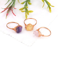 Anillo Ajustable de Piedra de Nacimiento con Cristal Natural para Mujer, con Amatista y Cristales Blancos, Personalizable, Sostenible, DIY