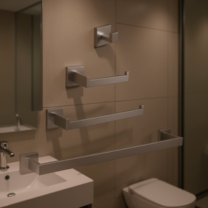 DB Luxury Bathroom <b>Hardware</b> Set Stainless Steel Brushed Finish Wall Mounted Modern Design for Hotels - Product Image 2