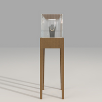Présentoir à bijoux de luxe moderne en verre trempé et acier inoxydable, de qualité industrielle, haut de gamme, avec éclairage LED