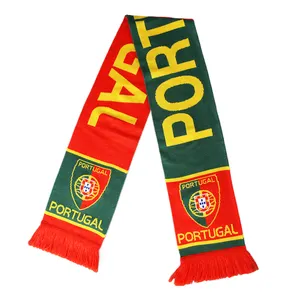 Hot Sale Custom Slogan Jacquard Knitted Football Soccer Team Name Club Fan Scarf