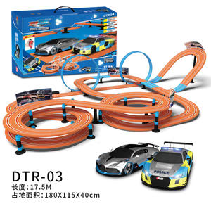 Juguete de carreras de coches de seguimiento de Control remoto doble eléctrico DIY Slot Car Track Set 1/64 Juegos de pistas de coches de ranura de carrera de ferrocarril eléctrico - Product Image 6
