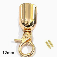 En gros, embout de cordon métallique de 12 mm avec fermoir mousqueton, embout de cordon plaqué or avec vis de fixation pour sacs à main