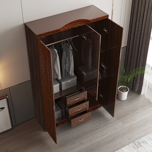 2021 Giá Rẻ Đồ Nội Thất Hiện Đại MDF Gỗ Tủ Vải PVC Tủ Quần Áo Nhựa <span class=keywords><strong>3</strong></span> Cửa Lưu Trữ Tủ Với <span class=keywords><strong>3</strong></span> Ngăn Kéo - Product Image 6