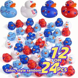 2 Inch Patriotic Bulk Independence Day Float Ducks Small Shower Star Rubber Ducky Christmas Party - Product Image 2