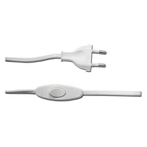 Cavo con interruttore 3A, 1,5m, 2x0,75mm, tubo piatto bianco, ideale per illuminazione e controllo di dispositivi elettrici. - Product Image 1