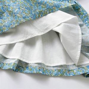 Vestito per bambini a maniche lunghe a maniche lunghe con fodera floreale in cotone da fumo con colletto ricamato a balze abbigliamento per bambini vestito da bambina - Product Image 6