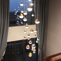 Lustre en cristal LED avec grande et longue boule suspendue Lampe suspendue en verre Foyer Cage d'escalier Plafond Fournisseur