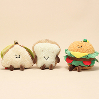 Porte-clés en peluche de noix de coco personnalisé en gros, en coton PP, doux, mignon, amusant, design de gâteau d'anniversaire, fête
