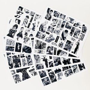 Vente flash : 20 designs, 8 autocollants par lot, feuille d'autocollants Anime Satoru Gojo, noir et blanc, autocollants imprimés <span class=keywords><strong>manga</strong></span> pour collection de fans - Product Image 5