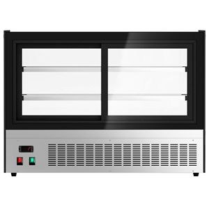 Vitrine réfrigérée de comptoir GGM Gastro - 160 litres - 900 mm - avec 2 étagères en verre - Rectangulaire - Noir - Product Image 6