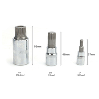 10PCS Set Soket Torx Bit Triple Square Spline Bit Socket Kit 1/4 3/8 1/2 Drive untuk Perbaikan Mobil