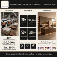 Meubles de cuisine sur mesure en placage de noyer chaud, laque gris, sans poignées, pour toute la maison, avec îlot en marbre cascade, fabrication OEM